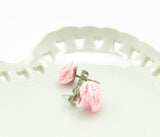 Pink Ribbon Rose Post Earrings
