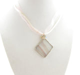 Mauve & White Stained Glass Pendant Necklace