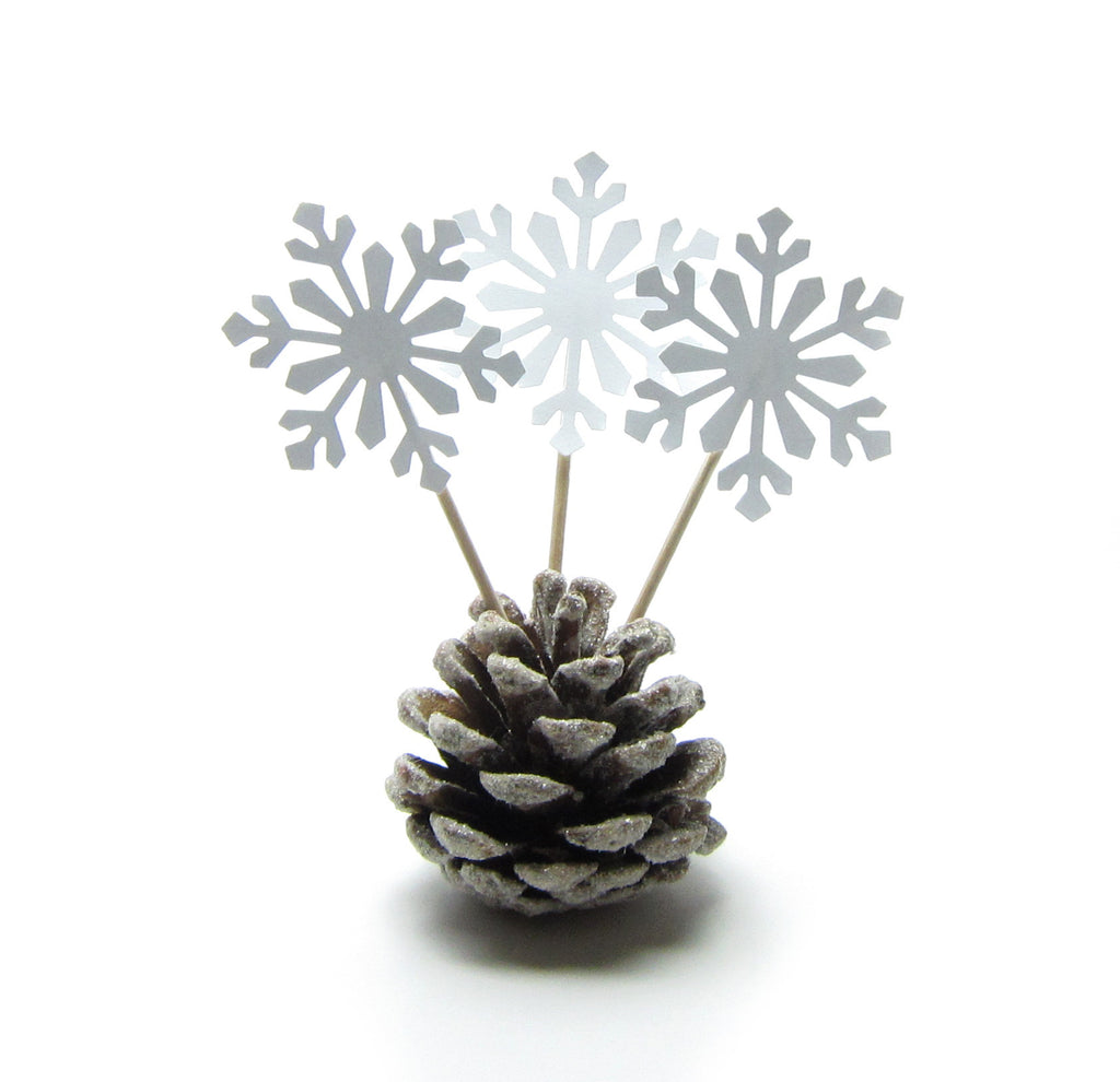 Snowflake Cupcake Toppers for Winter Weddings & Parties