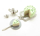 Dollhouse Tea Set Miniature Silver Teapot Sugar Creamer & Platter