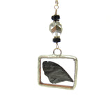 Fairy Wing Necklace with Midnight Black Fairy Wing in Soldered Glass Pendant
