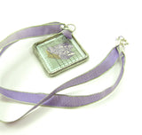 Postage stamp soldered glass pendant necklace
