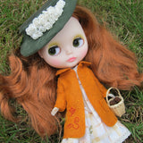 Wool autumn pea coat for Blythe and playscale dolls