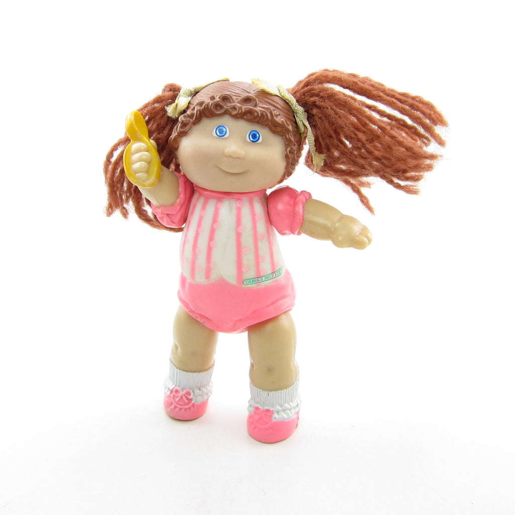 Poseable Cabbage Patch Kids Girl Figure with Spoon and Brown Yarn Hair