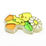 Yellow duck with daisy flower pin