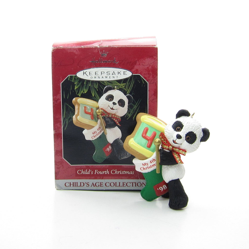 Child's Fourth Christmas 1998 Hallmark Panda Bear Christmas Ornament