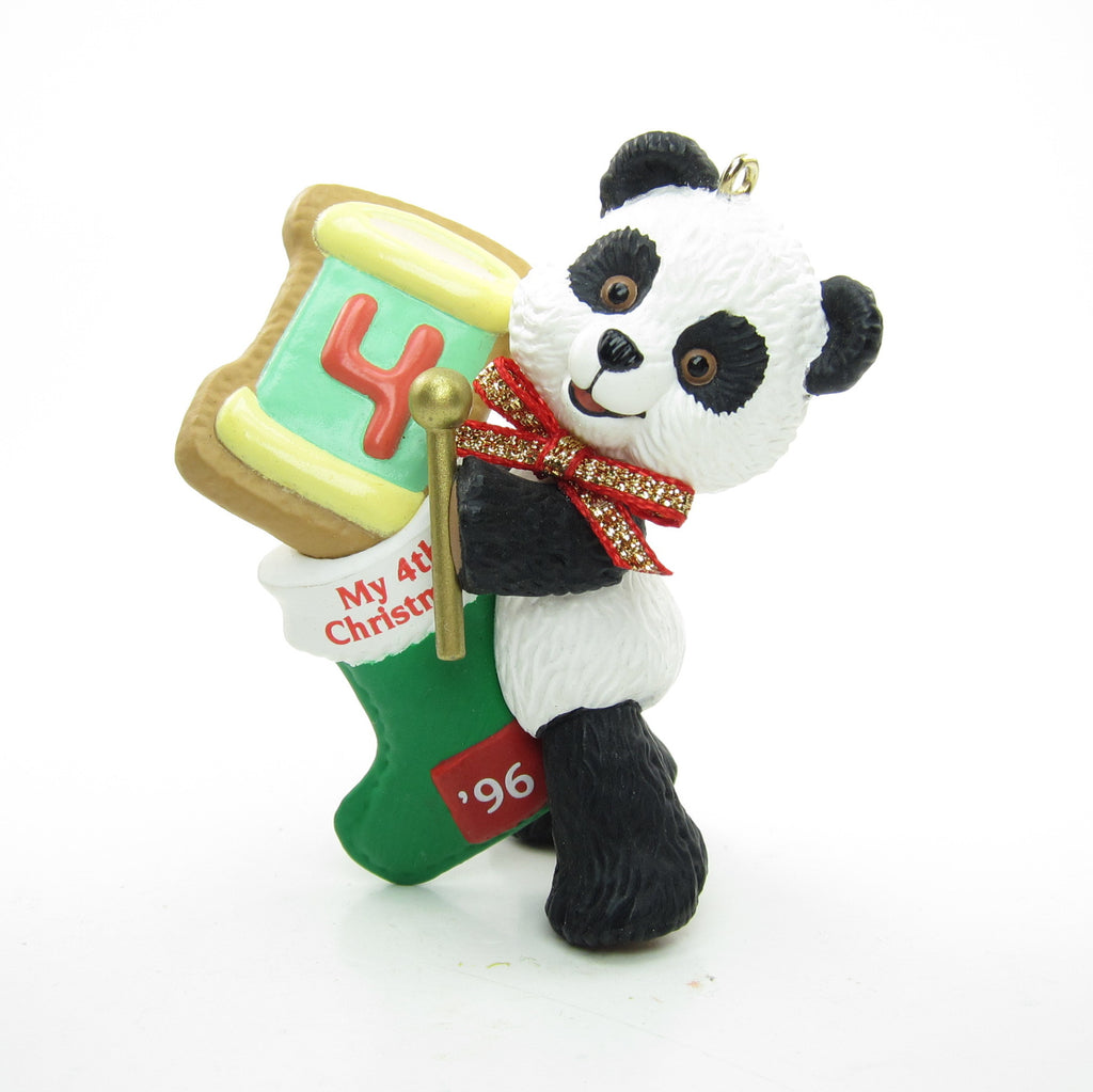 Child's Fourth Christmas 1996 Hallmark Panda Bear Christmas Ornament