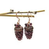 January birthstone pine cone earrings