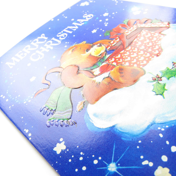 Merry Christmas Care Bears Card with Tenderheart Bear Brown Eyed