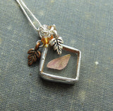 Fairy Wing Charm with Silver and Copper Oak Leaf Charms