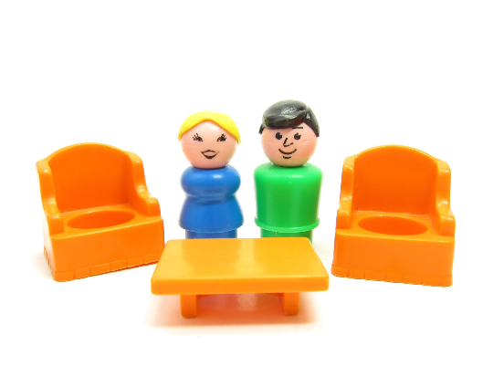 Fisher-Price Little People Man, Woman, Table & Chairs Vintage Furniture, Toys