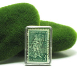 Soldered glass art nouveau postage stamp brooch
