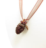 January Birthstone Necklace with Garnets and Pine Cone