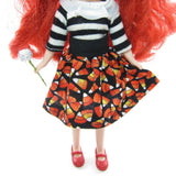 Black Middie Blythe skirt with candy corn