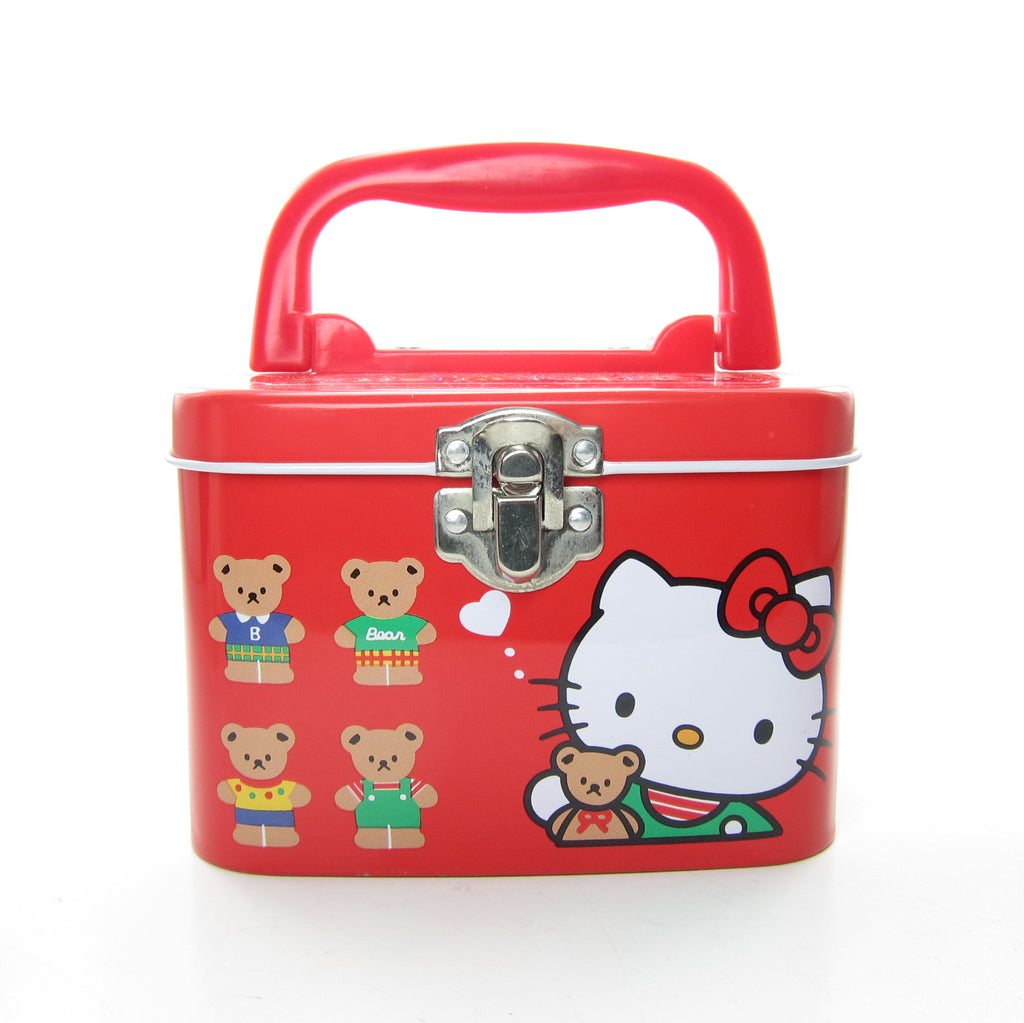 Hello Kitty Vintage 1993 Red Metal Storage Tin Box with Handle