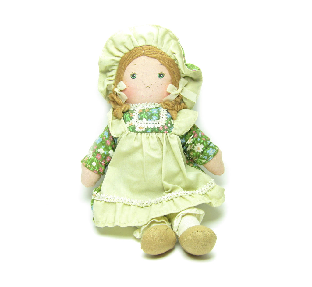 Holly Hobbie Amy Doll Vintage Rag Doll Holly Hobbie's Friend in Green Calico Dress