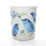 Vintage 1995 Marjolein Bastin bluebird and indigo bunting mug with blue designs