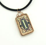 Copper Soldered Glass Pendant Necklace with Letter I