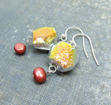 Cranberry red freshwater pearl earrings
