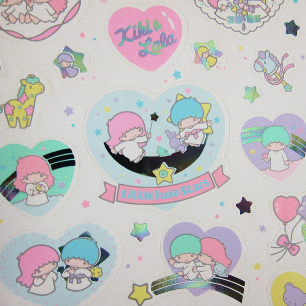 Little Twin Stars Iridescent Heart Stickers Vintage 1984 Sheet