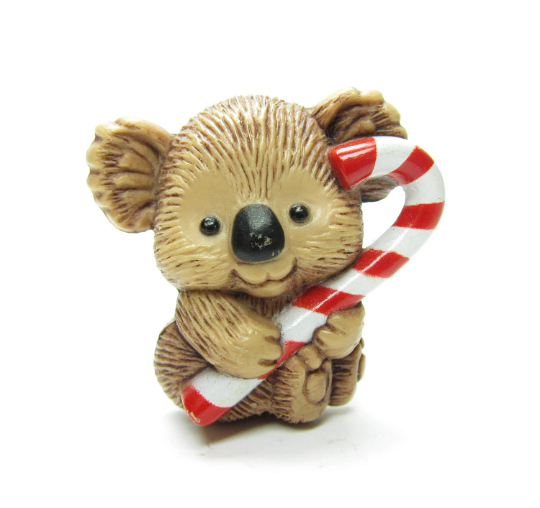 Koala Bear with Candy Cane Vintage Hallmark Christmas 1982