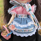 Lace trim folk apron for Blythe doll