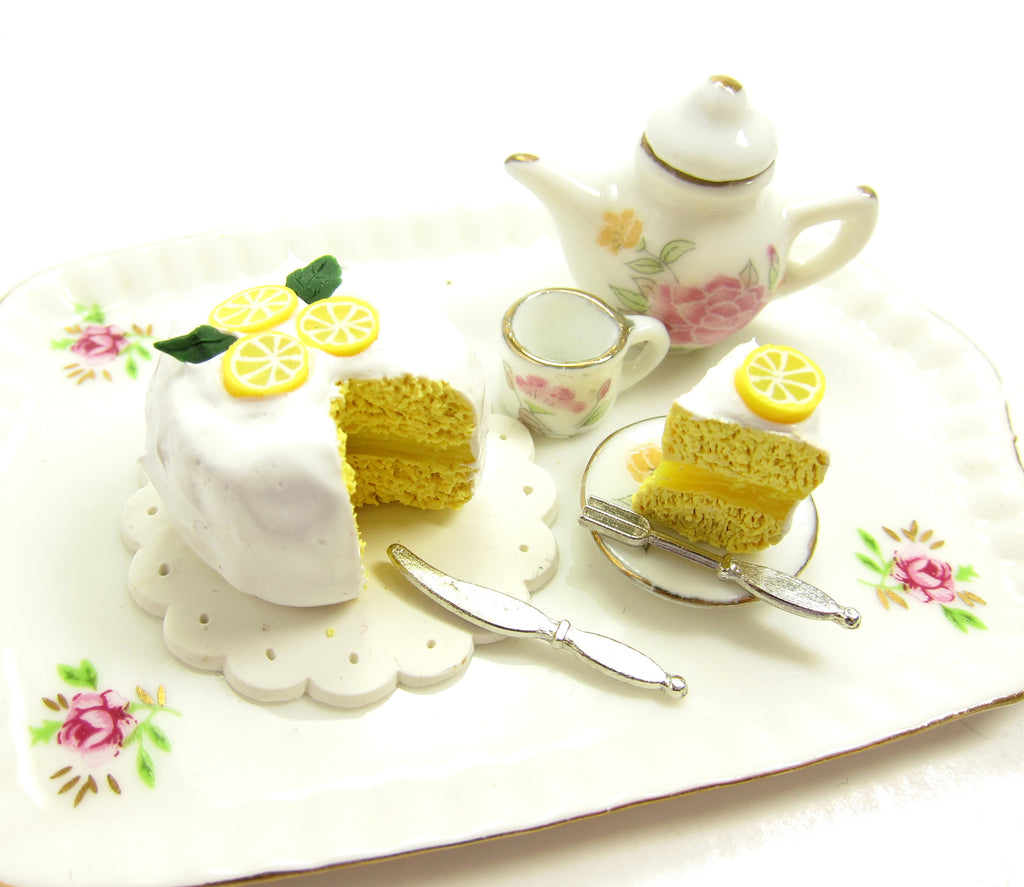 Lemon Chiffon Cake Dollhouse Miniature Polymer Clay Dessert