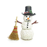 Dollhouse miniature broom with polymer clay snowman