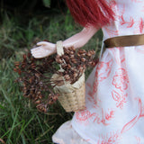 Natural woven straw basket for Blythe dolls