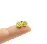 Miniature lemon slice post earrings