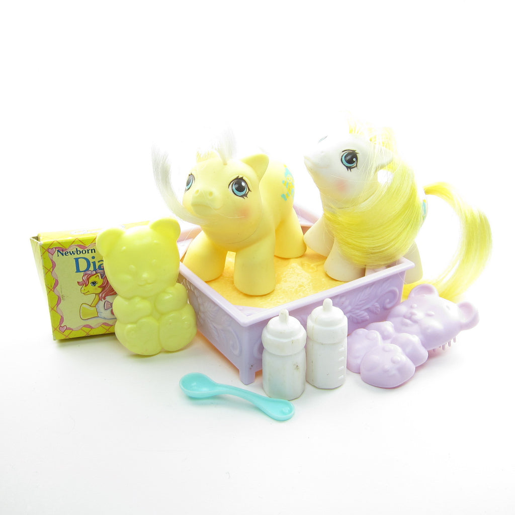 Big Top & Toppy Newborn Twins G1 My Little Pony Set with Accessories