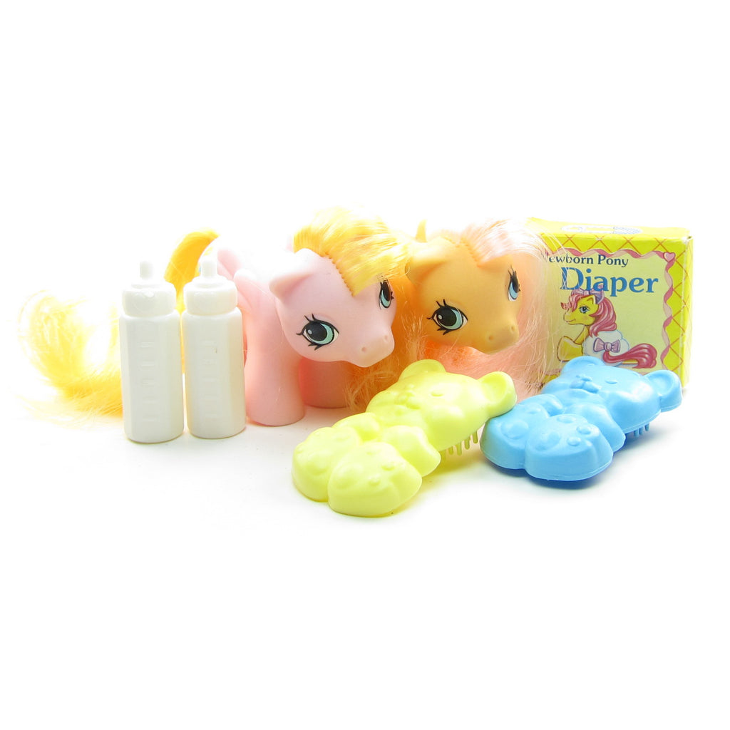 Dibbles & Nibbles Newborn Twins G1 My Little Pony Set with Accessories
