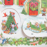 Hallmark Advent calendar with elves decorating Christmas tree