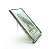 Soldered glass owl pin brooch