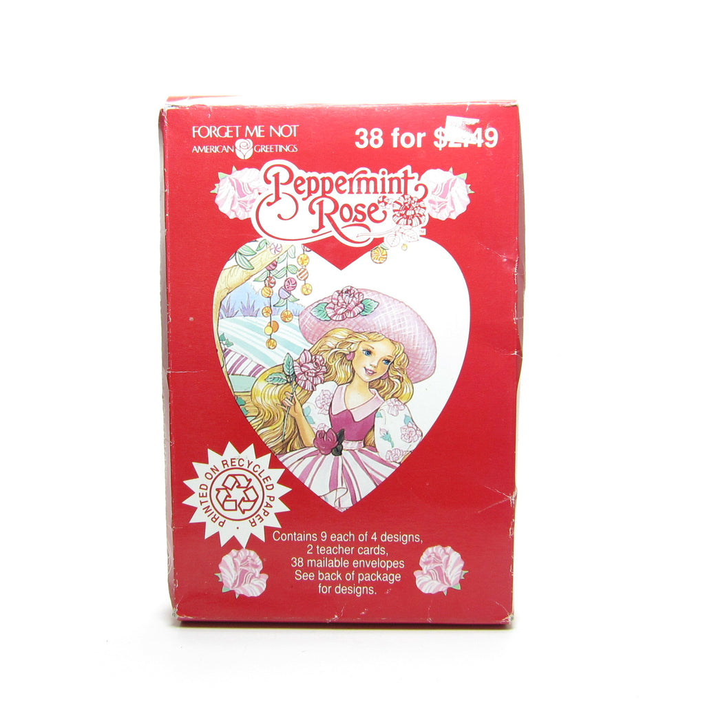 Peppermint Rose Valentines 1993 Vintage Box of 38 Valentine's Day Cards