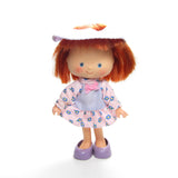 Strawberry Shortcake peasant dress, hat, and purple shoes