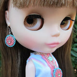 Blythe doll dangle earrings with rhinestones