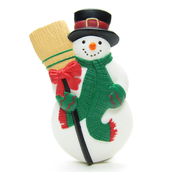 PinMart Christmas Snowman Brooch Lapel Pin - 1-1/8" Holiday Enamel Pin With Blue Glitter - View #3