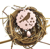 Pink polymer clay bird necklace with egg