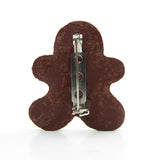 Gingerbread boy polymer clay Christmas cookie pin