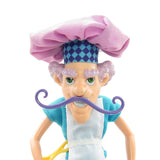 Purple Pie Man doll with mustache, apron, and spoon