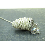 White miniature pine cone pendant necklace
