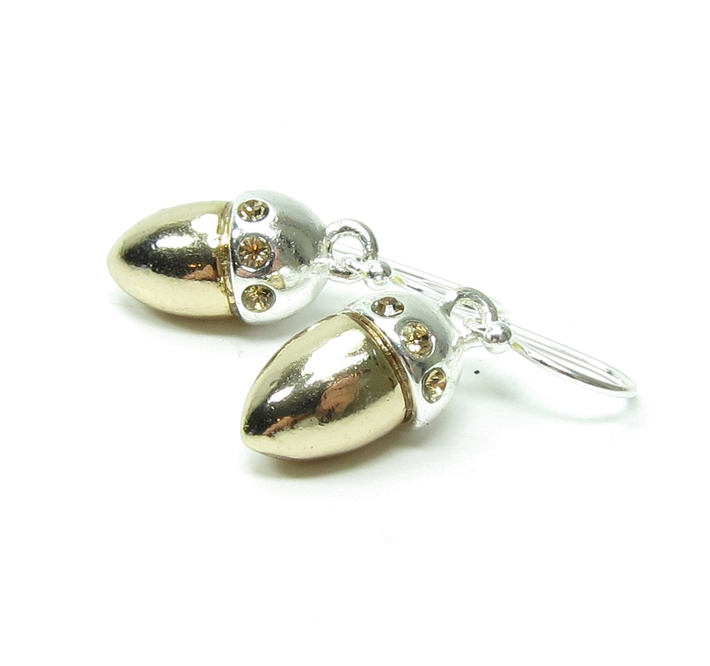 Acorn Earrings Sterling Silver Acorns with Rhinestones