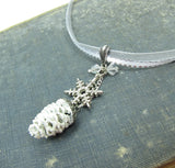 Pine Cone and Snowflake Pendant Necklace