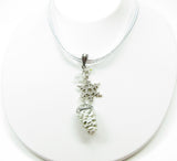 Necklace with White Pine Cone and Silver Snowflake Charm