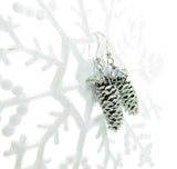 Snowy White Pine Cone Earrings