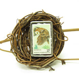 Saw-Whet Owl Postage Stamp Brooch