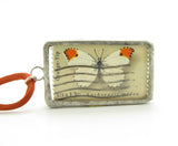Orange-tip butterfly postage stamp necklace