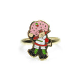 Strawberry Shortcake enamel children's ring on gold band