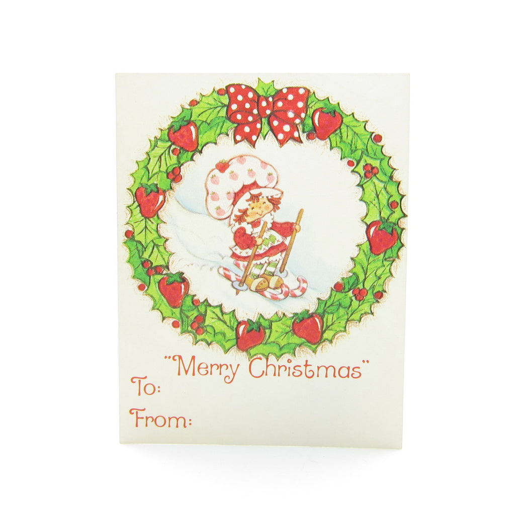 Strawberry Shortcake Gift Tag - Merry Christmas and Skis